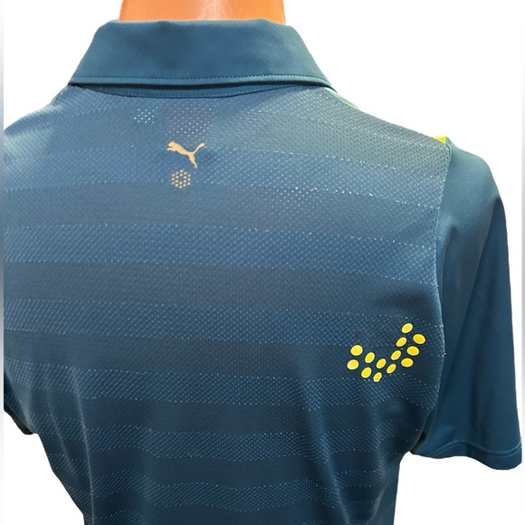 Puma Mens Golf Duo Swing Graphic USP Polo Multicolor Geometric Sz Medium Stretch - Picture 6 of 10